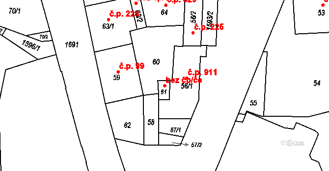 Hronov 40099547 na parcele st. 61 v KÚ Hronov, Katastrální mapa