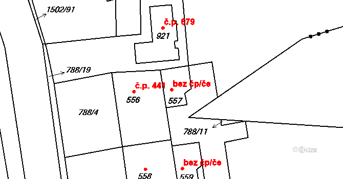 Zlín 41187547 na parcele st. 557 v KÚ Kudlov, Katastrální mapa