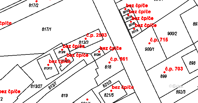 Opava 41326547 na parcele st. 813/4 v KÚ Opava-Předměstí, Katastrální mapa