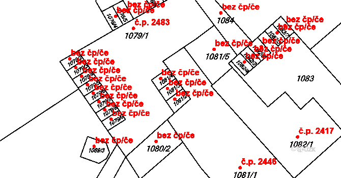 Teplice 42165547 na parcele st. 1081/3 v KÚ Teplice, Katastrální mapa