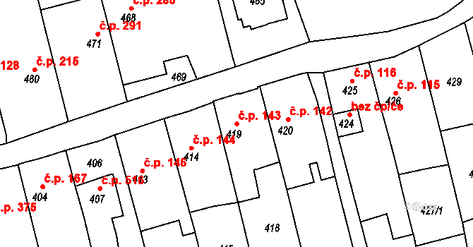 Kylešovice 143, Opava na parcele st. 419 v KÚ Kylešovice, Katastrální mapa