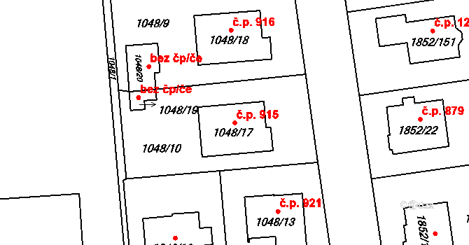 Kylešovice 915, Opava na parcele st. 1048/17 v KÚ Kylešovice, Katastrální mapa