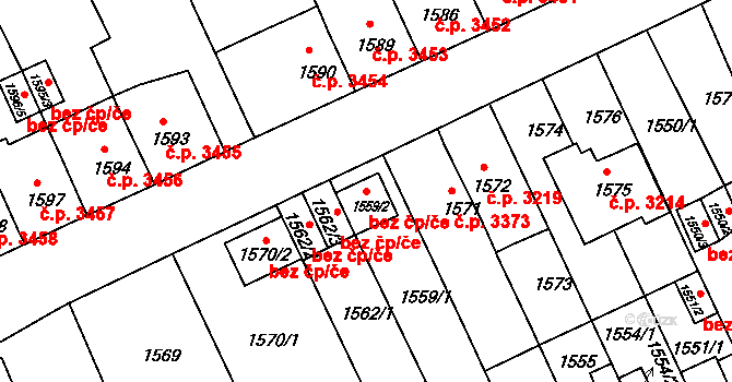 Chomutov 45029547 na parcele st. 1559/2 v KÚ Chomutov II, Katastrální mapa