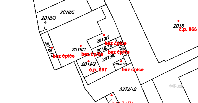 Mikulov 46117547 na parcele st. 2019/10 v KÚ Mikulov na Moravě, Katastrální mapa