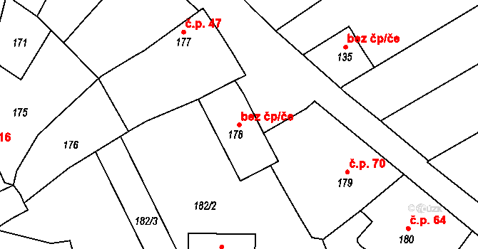 Počenice-Tetětice 48490547 na parcele st. 178 v KÚ Tetětice, Katastrální mapa