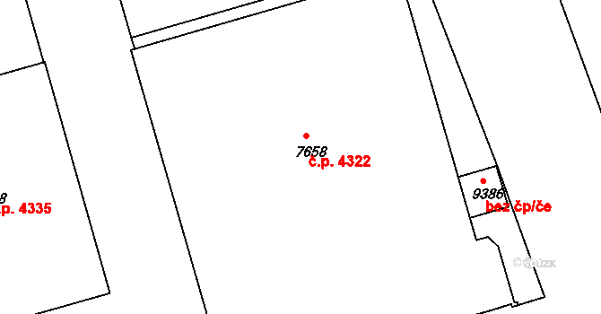 Hodonín 4322 na parcele st. 7658 v KÚ Hodonín, Katastrální mapa