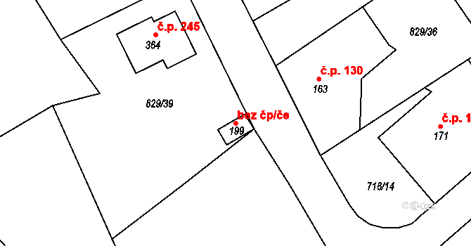 Hrádek 49184547 na parcele st. 199 v KÚ Hrádek u Sušice, Katastrální mapa