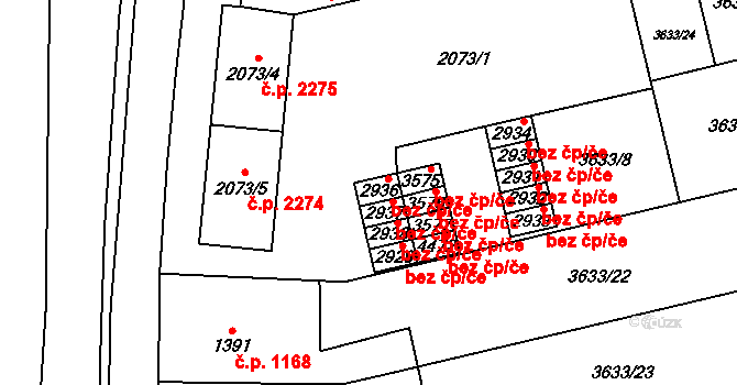 Břeclav 49265547 na parcele st. 2936 v KÚ Břeclav, Katastrální mapa
