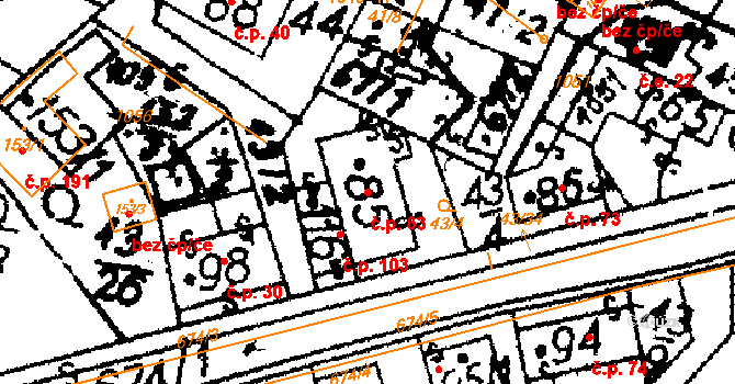 Nasavrky 63 na parcele st. 85 v KÚ Nasavrky, Katastrální mapa