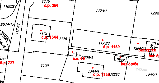 Nýřany 1150 na parcele st. 1173/3 v KÚ Nýřany, Katastrální mapa