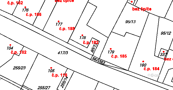 Blatnice 182 na parcele st. 178 v KÚ Blatnice u Nýřan, Katastrální mapa