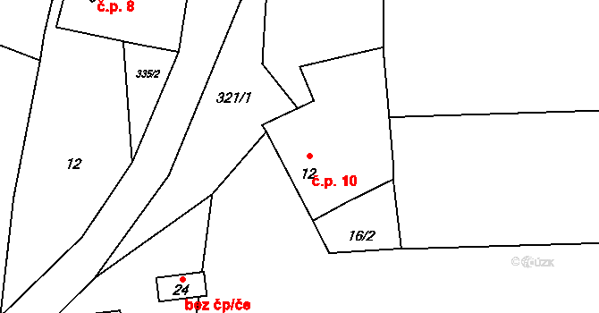 Praskolesy 10, Mrákotín na parcele st. 12 v KÚ Praskolesy u Mrákotína, Katastrální mapa
