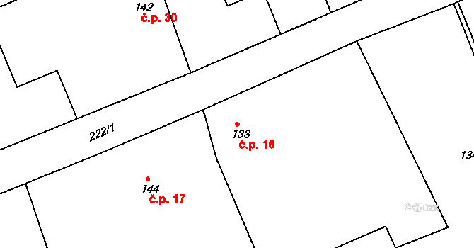 Prchalov 16, Příbor na parcele st. 133 v KÚ Prchalov, Katastrální mapa