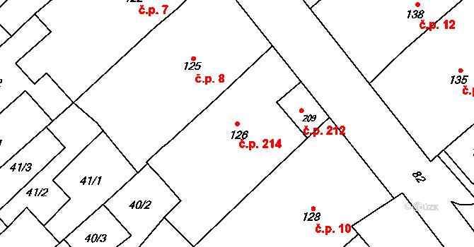 Přerov VIII-Henčlov 214, Přerov na parcele st. 126 v KÚ Henčlov, Katastrální mapa