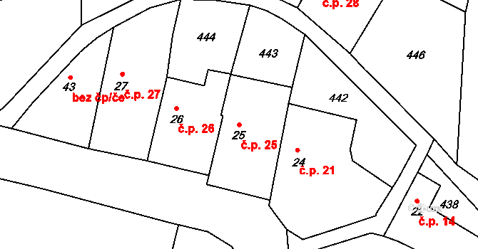 Chocholatá Lhota 25, Vlachovo Březí na parcele st. 25 v KÚ Chocholatá Lhota, Katastrální mapa