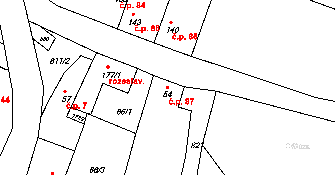 Telce 87, Peruc na parcele st. 54 v KÚ Telce, Katastrální mapa
