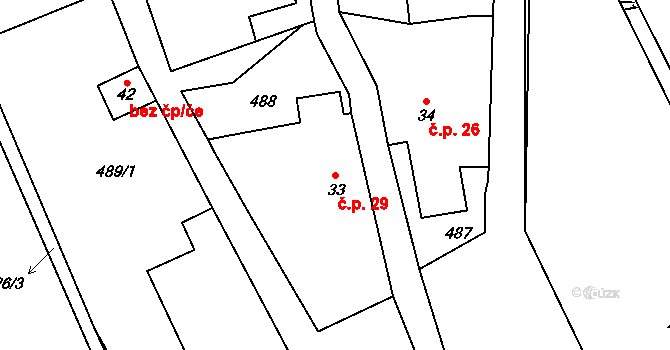 Kobylí Hlava 29, Golčův Jeníkov na parcele st. 33 v KÚ Kobylí Hlava, Katastrální mapa