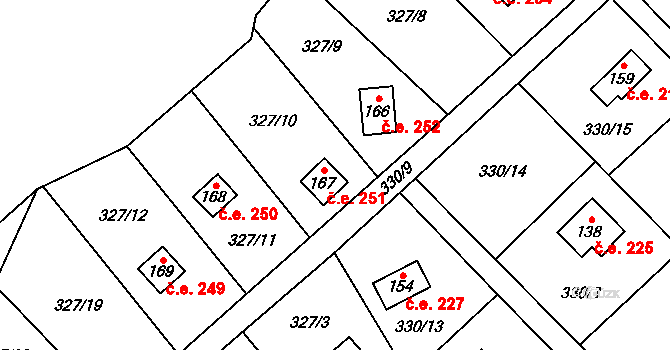 Klokočovská Lhotka 251, Klokočov na parcele st. 167 v KÚ Klokočov, Katastrální mapa