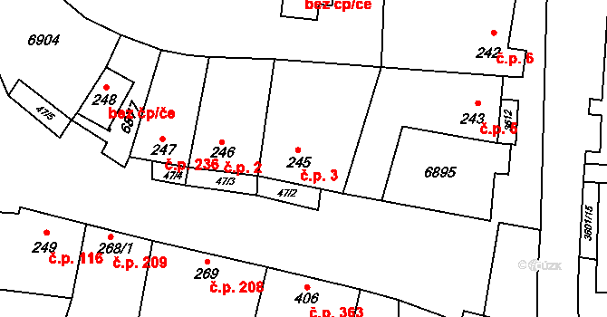 Brumovice 3 na parcele st. 245 v KÚ Brumovice, Katastrální mapa