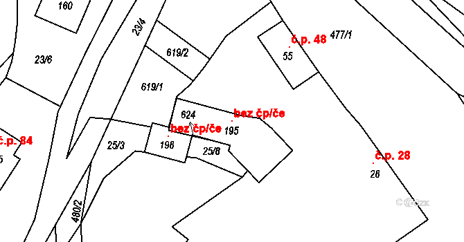 Osek 99237547 na parcele st. 195 v KÚ Osek u Sobotky, Katastrální mapa