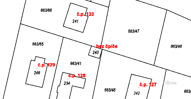 Ratměřice 105562548 na parcele st. 243 v KÚ Ratměřice, Katastrální mapa