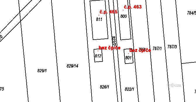 Zlín 105701548 na parcele st. 812 v KÚ Louky nad Dřevnicí, Katastrální mapa
