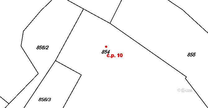 Radomilice 10, Dříteň na parcele st. 854 v KÚ Záblatí, Katastrální mapa