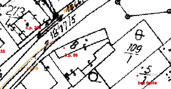 Přerov nad Labem 86 na parcele st. 8 v KÚ Přerov nad Labem, Katastrální mapa