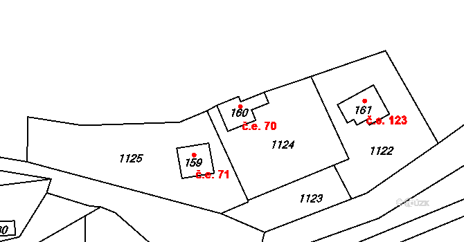 Čelina 70, Borotice na parcele st. 160 v KÚ Čelina, Katastrální mapa