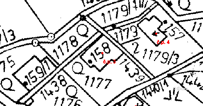 Lada v Podještědí 3, Jablonné v Podještědí na parcele st. 158 v KÚ Markvartice v Podještědí, Katastrální mapa