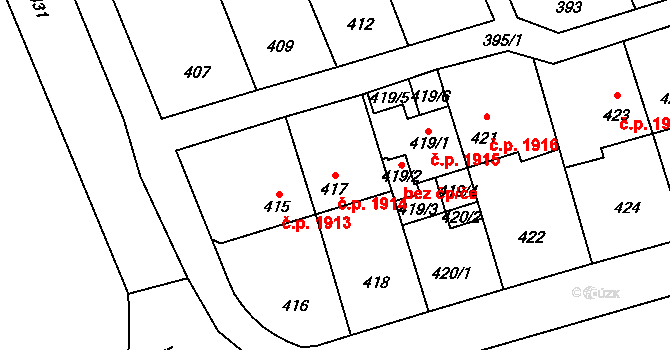 Kročehlavy 1914, Kladno na parcele st. 417 v KÚ Kročehlavy, Katastrální mapa