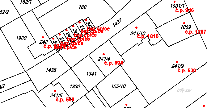 Brandýs nad Labem 594, Brandýs nad Labem-Stará Boleslav na parcele st. 241/4 v KÚ Brandýs nad Labem, Katastrální mapa