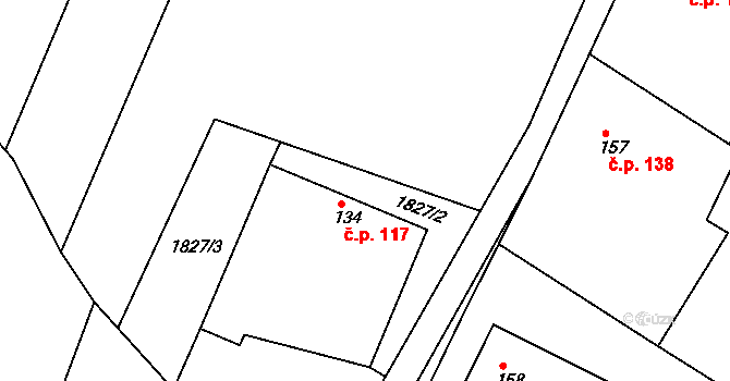 Novosedly nad Nežárkou 117 na parcele st. 134 v KÚ Novosedly nad Nežárkou, Katastrální mapa