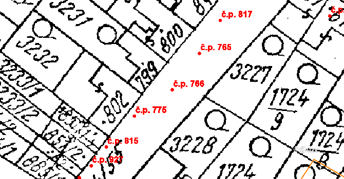Lanžhot 766 na parcele st. 799 v KÚ Lanžhot, Katastrální mapa