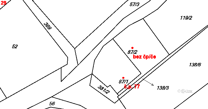 Stašov 77 na parcele st. 87/1 v KÚ Stašov u Zdic, Katastrální mapa