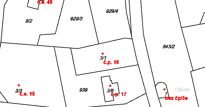 Náčkovice 16, Lovečkovice na parcele st. 3/1 v KÚ Náčkovice, Katastrální mapa