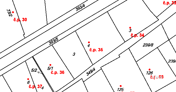 Žlunice 35 na parcele st. 4 v KÚ Žlunice, Katastrální mapa