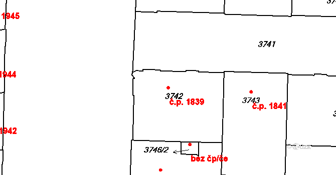 Černá Pole 1839, Brno na parcele st. 3742 v KÚ Černá Pole, Katastrální mapa