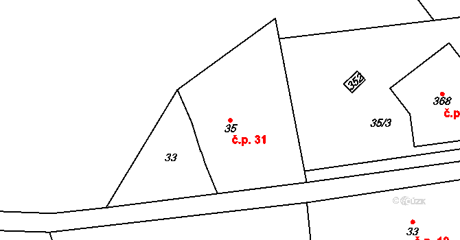 Janské Lázně 31 na parcele st. 35 v KÚ Janské Lázně, Katastrální mapa