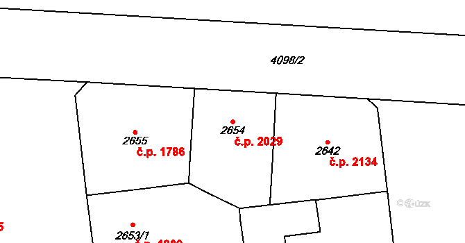 Vinohrady 2029, Praha na parcele st. 2654 v KÚ Vinohrady, Katastrální mapa