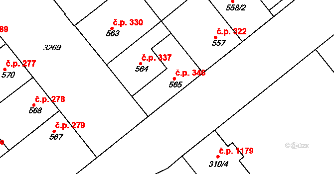 Michle 346, Praha na parcele st. 565 v KÚ Michle, Katastrální mapa