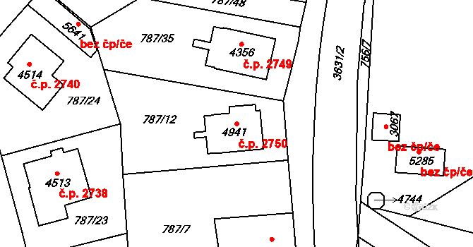 Dvůr Králové nad Labem 2750 na parcele st. 4941 v KÚ Dvůr Králové nad Labem, Katastrální mapa