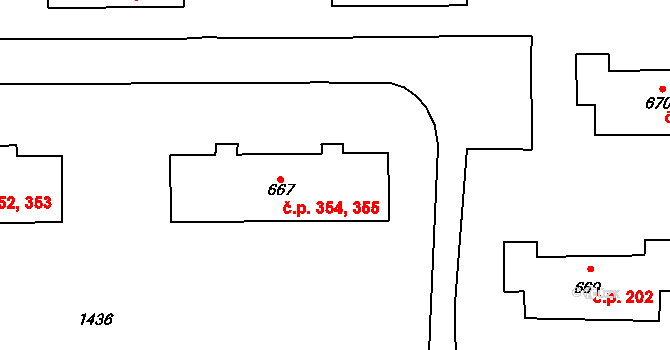 Žacléř 354,355 na parcele st. 667 v KÚ Žacléř, Katastrální mapa