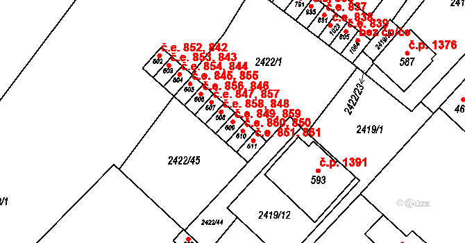 Ivančice 849,859 na parcele st. 609 v KÚ Kounické Předměstí, Katastrální mapa