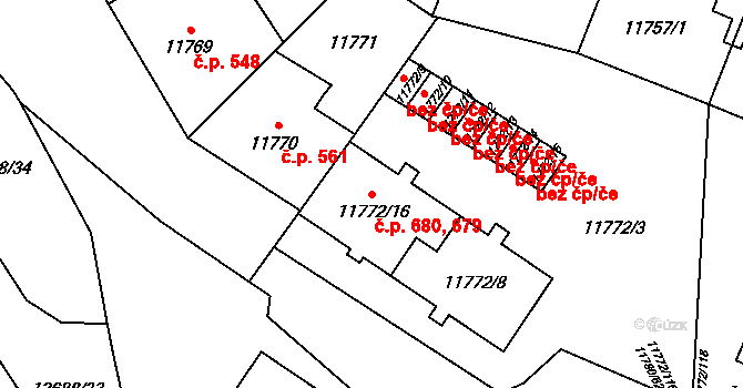 Severní Předměstí 679,680, Plzeň na parcele st. 11772/8 v KÚ Plzeň, Katastrální mapa