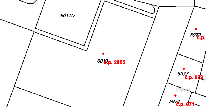 Jižní Předměstí 2055, Plzeň na parcele st. 6013 v KÚ Plzeň, Katastrální mapa