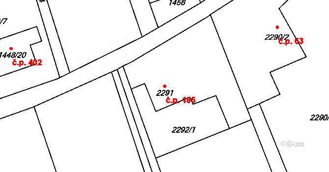 Dolní Suchá 185, Havířov na parcele st. 2291 v KÚ Dolní Suchá, Katastrální mapa