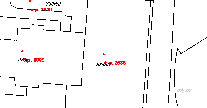 Rožnov pod Radhoštěm 2638 na parcele st. 3396/1 v KÚ Rožnov pod Radhoštěm, Katastrální mapa