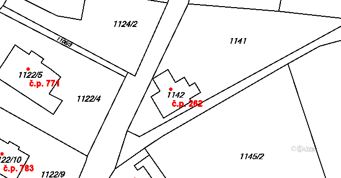 Kluč 262, Habartov na parcele st. 1142 v KÚ Habartov, Katastrální mapa