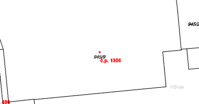 Strakonice I 1305, Strakonice na parcele st. 945/9 v KÚ Strakonice, Katastrální mapa